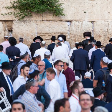 JERUSALEM, ISRAEL - CIRCA MAYIS 2018: Kudüs 'teki Batı Duvarı manzarası, İsrail yaklaşık Mayıs 2018' de Kudüs 'te.