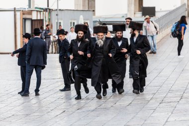 JERUSALEM, ISRAEL - CIRCA MAYIS 2018: Kudüs 'teki Batı Duvarı manzarası, İsrail yaklaşık Mayıs 2018' de Kudüs 'te.