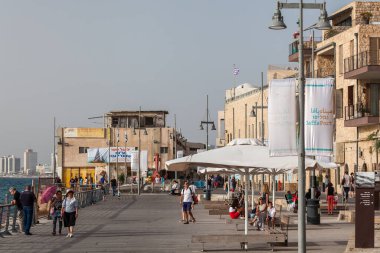 TEL AVIV, ISRAEL - CIRCA MAYIS 2018: İsrail 'deki Tel Aviv Eski Jaffa' nın güzel manzarası Mayıs 2018 civarında Tel Aviv 'de.