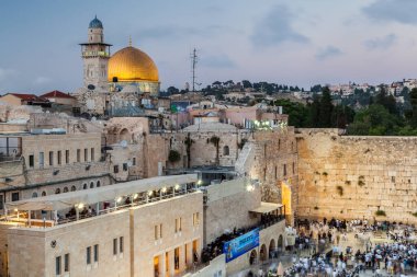 JERUSALEM, ISRAEL - CIRCA MAYIS 2018: Kudüs 'teki Batı Duvarı manzarası, İsrail yaklaşık Mayıs 2018' de Kudüs 'te.