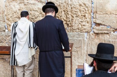 JERUSALEM, ISRAEL - CIRCA MAYIS 2018: Kudüs 'teki Batı Duvarı manzarası, İsrail yaklaşık Mayıs 2018' de Kudüs 'te.
