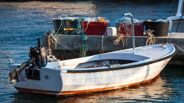 Barco Motor Puerto Pueblo Sveta Nedilja Isla Hvar Circa Septiembre — Foto de Stock