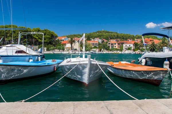 Pohled Stari Grad Malé Městečko Ležící Chorvatském Ostrově Hvar Asi — Stock fotografie