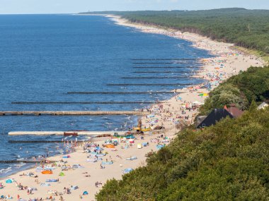 View of the beach in Trzesacz in Poland circa August 2021 in Trzesacz.