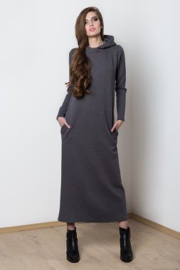 Katalog için uzun ile güzel seksi kız ile moda çekim Giydir