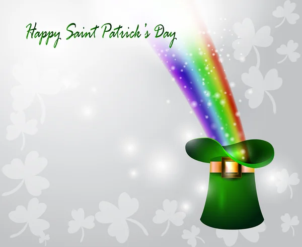 Зеленая шляпа дня Святого Патрика с радугой — стоковый вектор