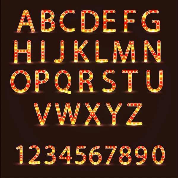 Ensemble alphabet avec lampe réaliste — Image vectorielle