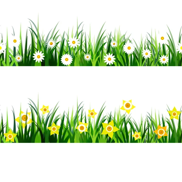 Green Grass seamless set — Stock Vector