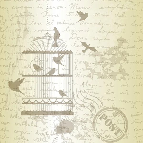 Ilustração vetorial, de gaiola de pássaro — Vetor de Stock