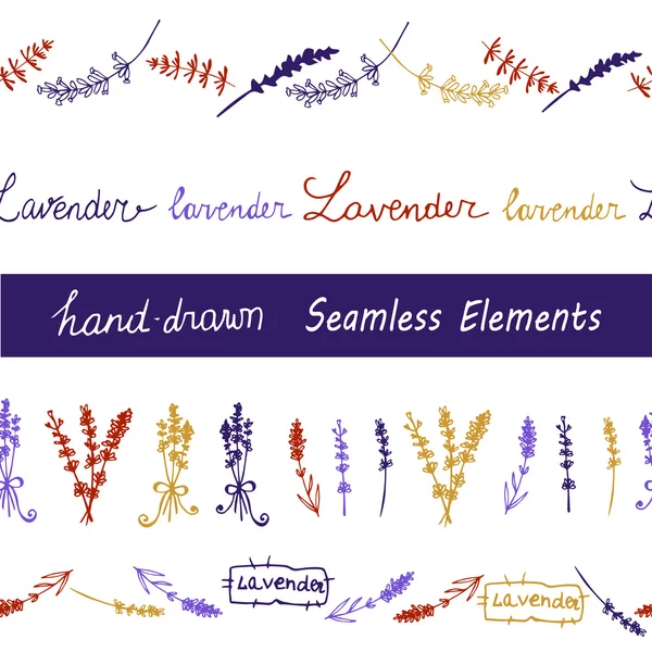 Lavendel nahtlose Elemente gesetzt — Stockvektor