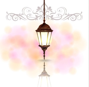 Intricate Arabic lamp with light clipart
