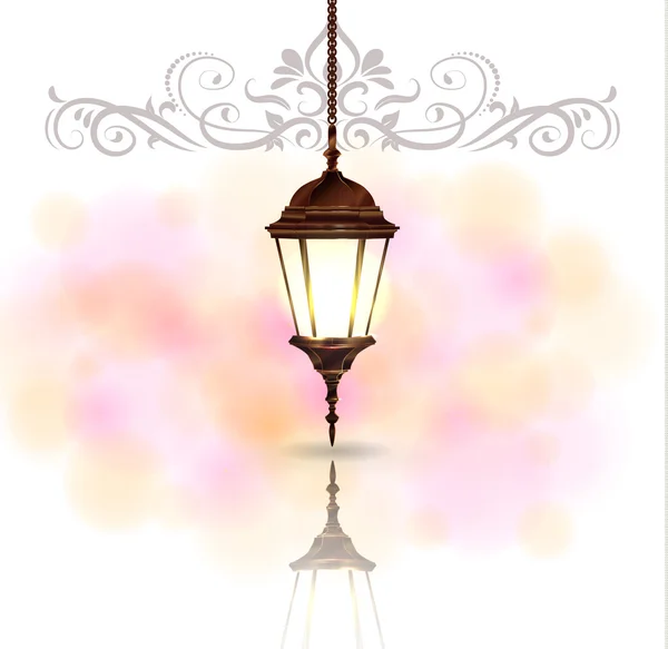 Ingewikkelde Arabische lamp met licht — Stockvector