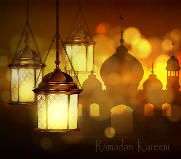 Ramadan Kareem, latar belakang salam - Stok Vektor