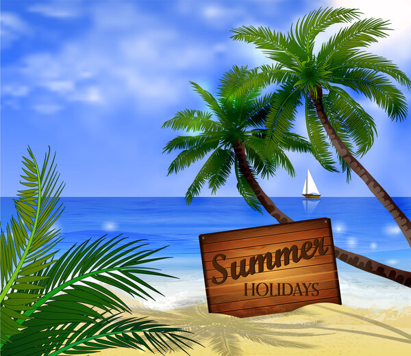 Векторный тропический пляж
