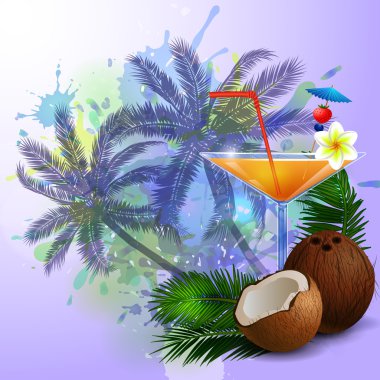 Palmiye ağaçları ve suyu yaz arka plan