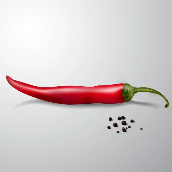 Czerwona papryczka chili bez odprowadzenia spalin na białym tle — Wektor stockowy