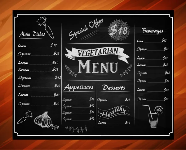 Wektorowe szablon tablica menu — Wektor stockowy