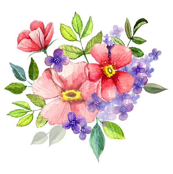 Pintado a mano acuarela vector floral ramo — Vector de stock