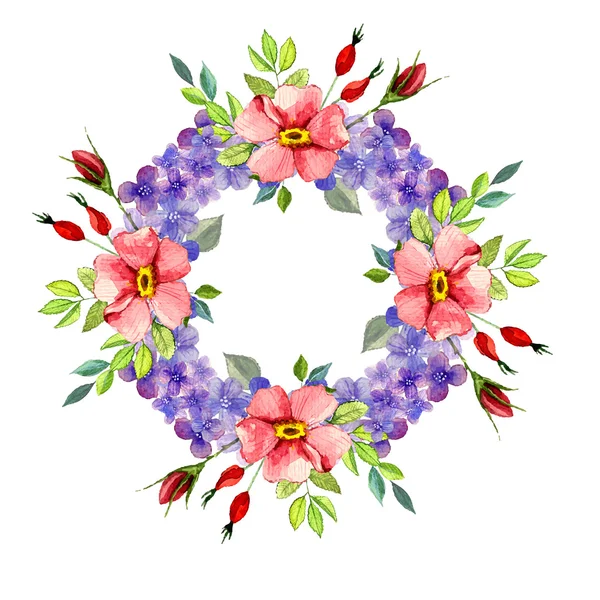 Watercolor flower roses wreath — Stock Vector