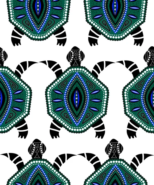 Seamless pattern of blue turtles — Stock Vector