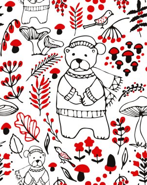 elle çizilmiş sorunsuz vektör desen