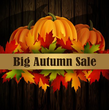 sonbahar özel satış poster ahşap arka plan üzerinde