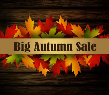 sonbahar özel satış poster ahşap arka plan üzerinde