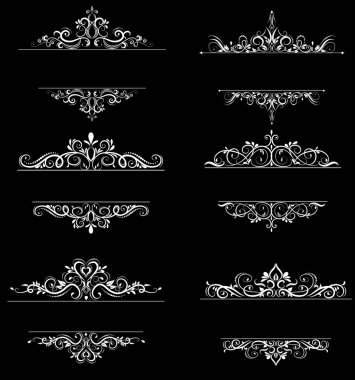 Vintage vektör girdap çerçeve kümesi