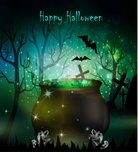 Halloween witches cauldron — Stock Vector