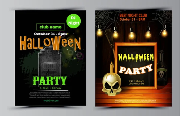 Halloween partido panfleto conjunto vetor —  Vetores de Stock