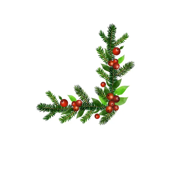 Kerst Holly brunches decoratie vector — Stockvector