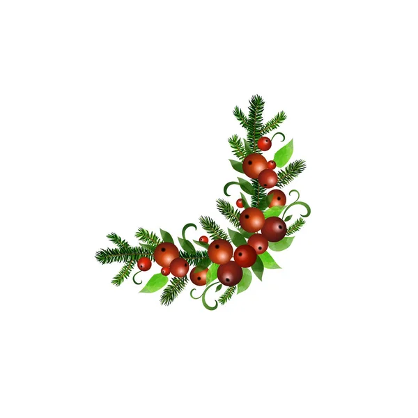 Kerst Holly brunches decoratie vector — Stockvector