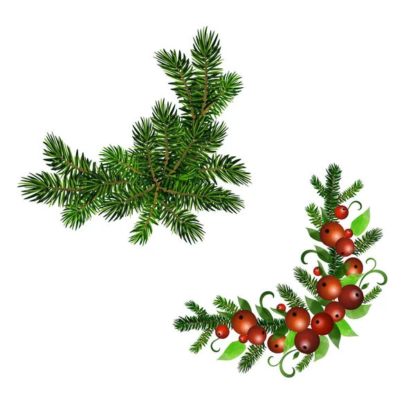 Kerst Holly brunches decoratie vector — Stockvector