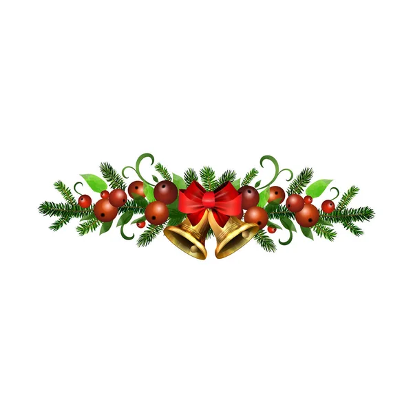 Kerst Holly brunches decoratie vector — Stockvector