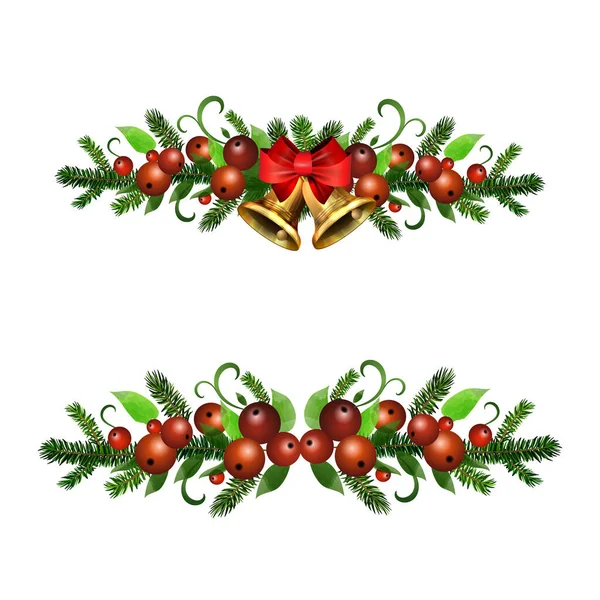 คริสต์มาส Holly สีน้ําตาลตกแต่งเวกเตอร์ — ภาพเวกเตอร์สต็อก