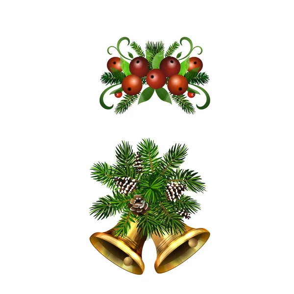 Natale Holly brunches decorazione vettore — Vettoriale Stock