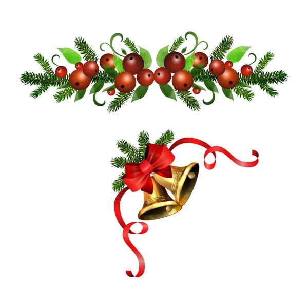 Navidad Holly brunches vector de decoración — Archivo Imágenes Vectoriales