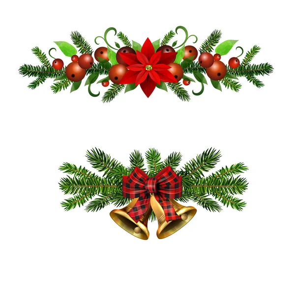 Christmas Holly brunches decoration vector — Stock Vector