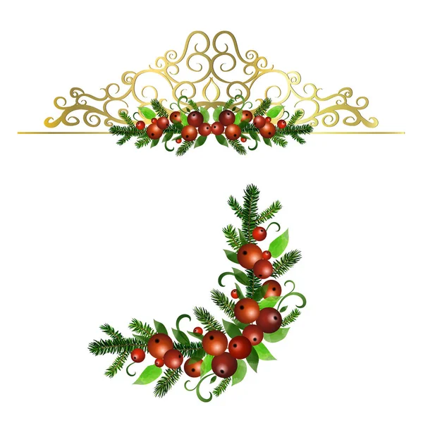 Navidad Holly brunches vector de decoración — Archivo Imágenes Vectoriales