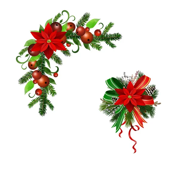 Kerst Holly brunches decoratie vector — Stockvector