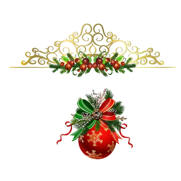 Kerst Holly brunches decoratie vector — Stockvector