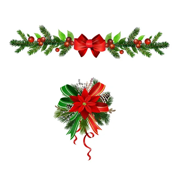 Kerst Holly brunches decoratie vector — Stockvector