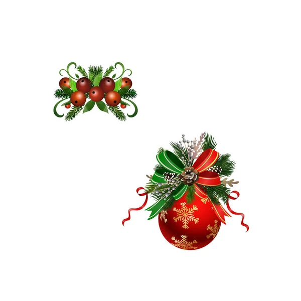 Christmas Holly Brunches Dekorationsvektor — Stockvektor