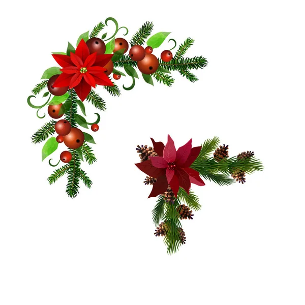 Natale Holly brunches decorazione vettore — Vettoriale Stock