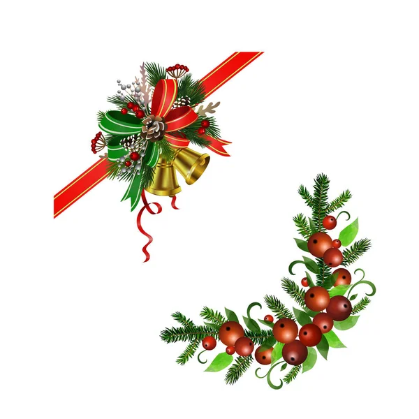 Karácsonyi Holly ebédek dekoráció vektor — Stock Vector