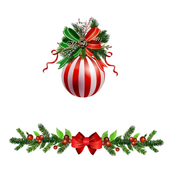 Kerst Holly brunches decoratie vector — Stockvector