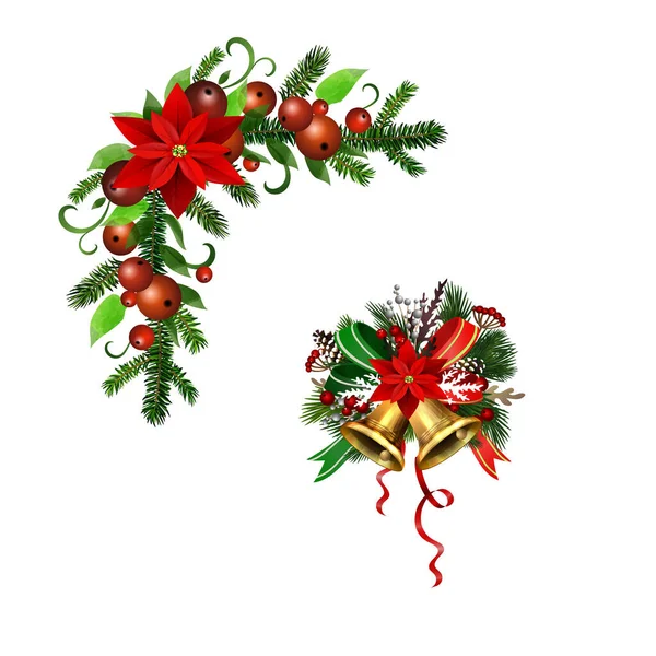 Kerst Holly brunches decoratie vector — Stockvector