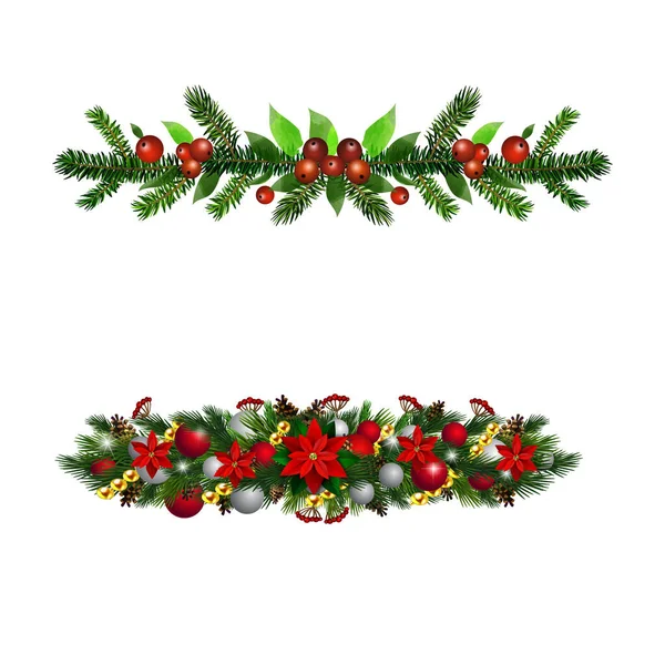 Christmas Holly brunches decoration vector — Stock Vector