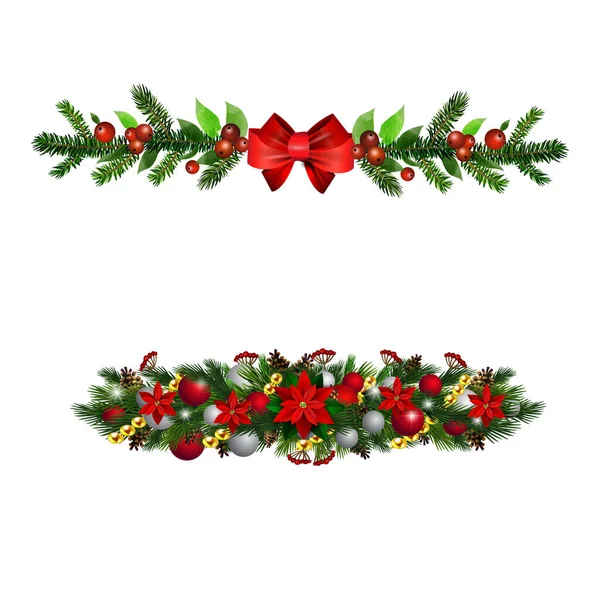 Natal Holly brunches vetor de decoração — Vetor de Stock