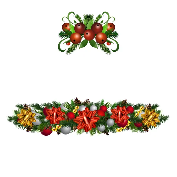 Christmas Holly brunches decoration vector — Stock Vector